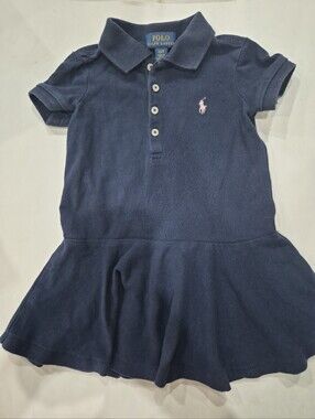 Toddler Girl's Polo Ralph Lauren Short Sleeve Drop Waist Polo Dress Size 2T